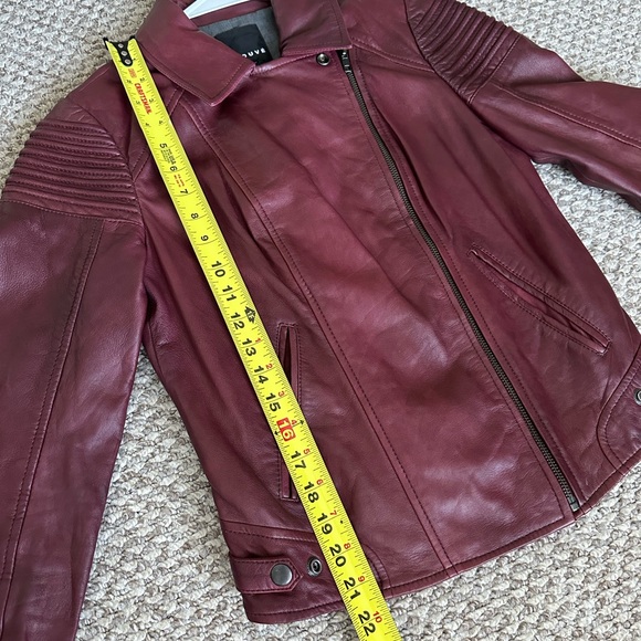 Trouve Leather Moto Jacket in wine color size small - Picture 4 of 10